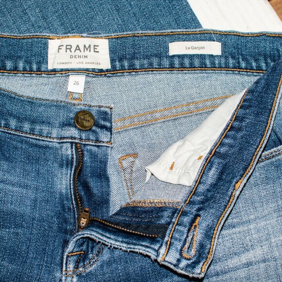 FRAME Denim Le Garcon Jeans ankle Zip Melbourne Blue Size 26 - Picture 3 of 12